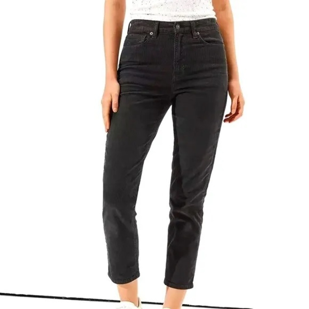 American Eagle Black Corduroy Mom Jeans 2